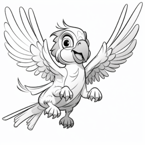 Fun and Playful Flying Macaw Coloring Pages 4