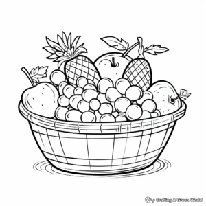 Fun and Simple Fruit Basket Coloring Pages 1