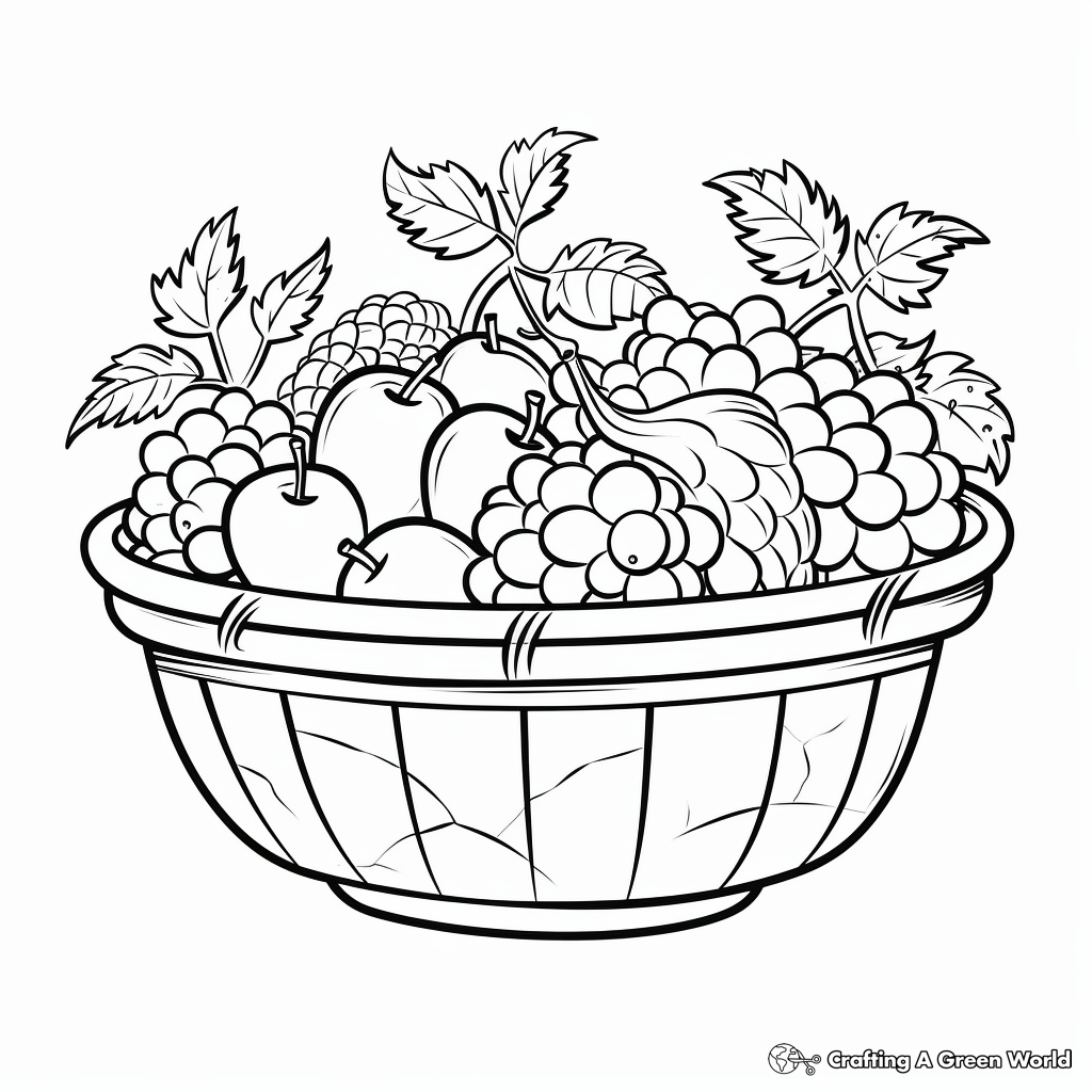 Fun and Simple Fruit Basket Coloring Pages 2