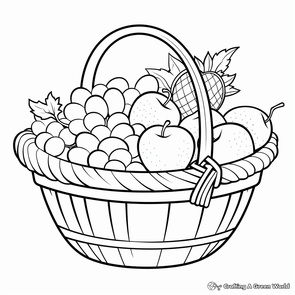 Fun and Simple Fruit Basket Coloring Pages 3