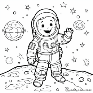 Fun Astronaut Catching Stars Coloring Pages 2