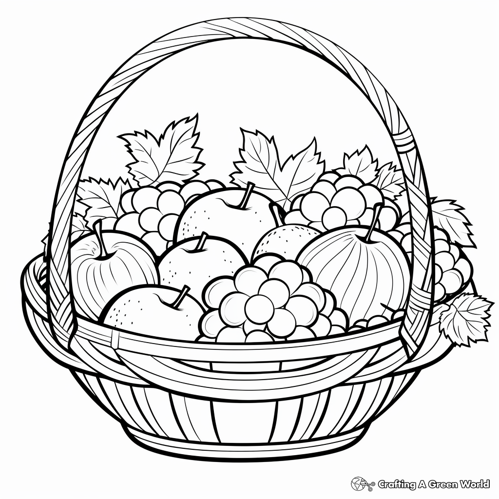 Fun Autumn Harvest Fruit Basket Coloring Pages 2
