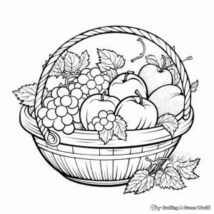 Fun Autumn Harvest Fruit Basket Coloring Pages 3