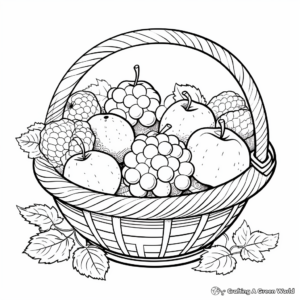 Fun Autumn Harvest Fruit Basket Coloring Pages 4