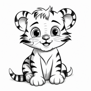 Fun Baby Tiger Cartoon Coloring Sheets 3