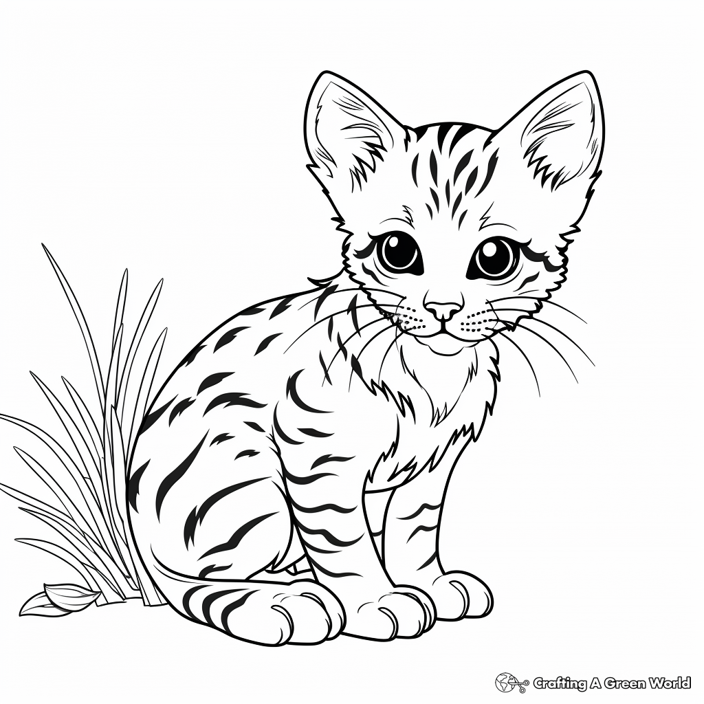 Fun Bengal Cat Coloring Pages for Kids 4