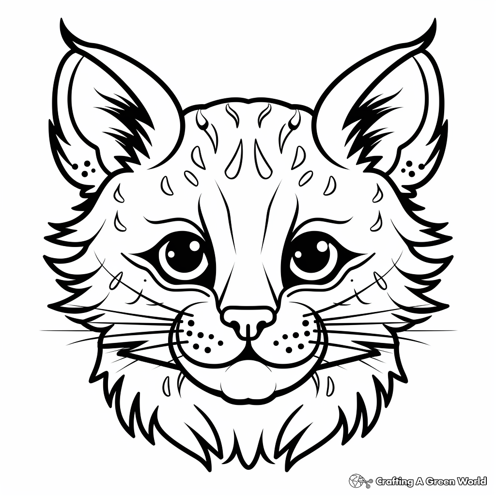 Fun Bobcat Face Coloring Pages for Kids 1