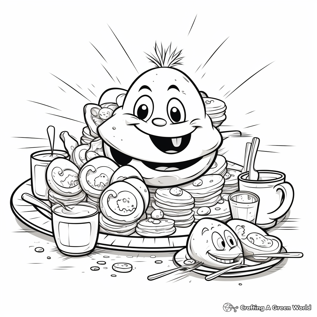 Fun Breakfast Coloring Pages: Pancakes, Bacon, and Eggs 4