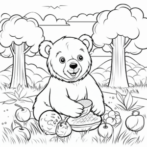 Fun Brown Bear Picnic Coloring Pages 4