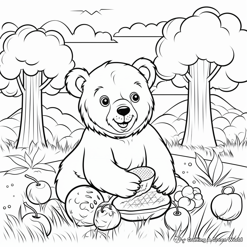 Fun Brown Bear Picnic Coloring Pages 4