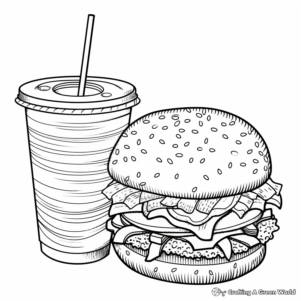 Fun Burger and Fries Coloring Pages 1