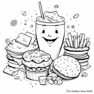 Fun Burger and Fries Coloring Pages 2
