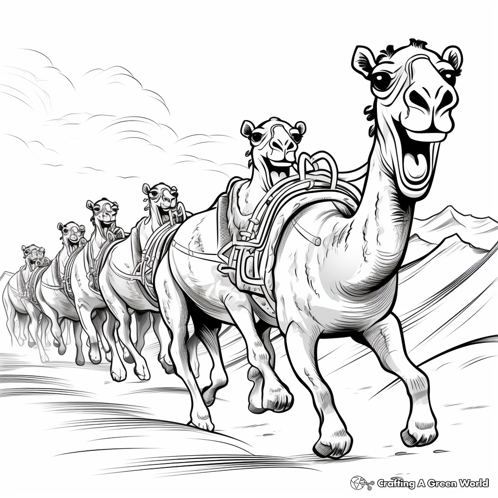 Fun Camel Race Coloring Pages 1
