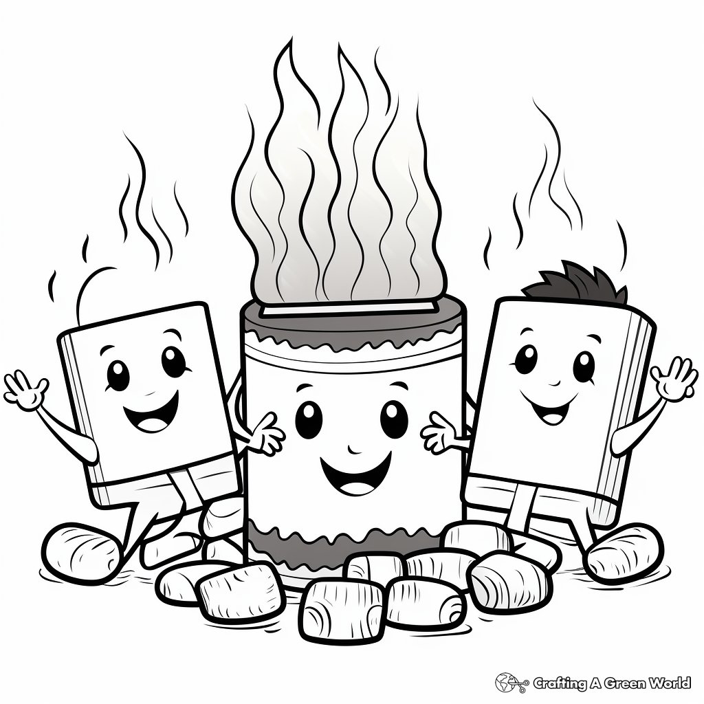 Fun Campfire S'mores Coloring Pages 1
