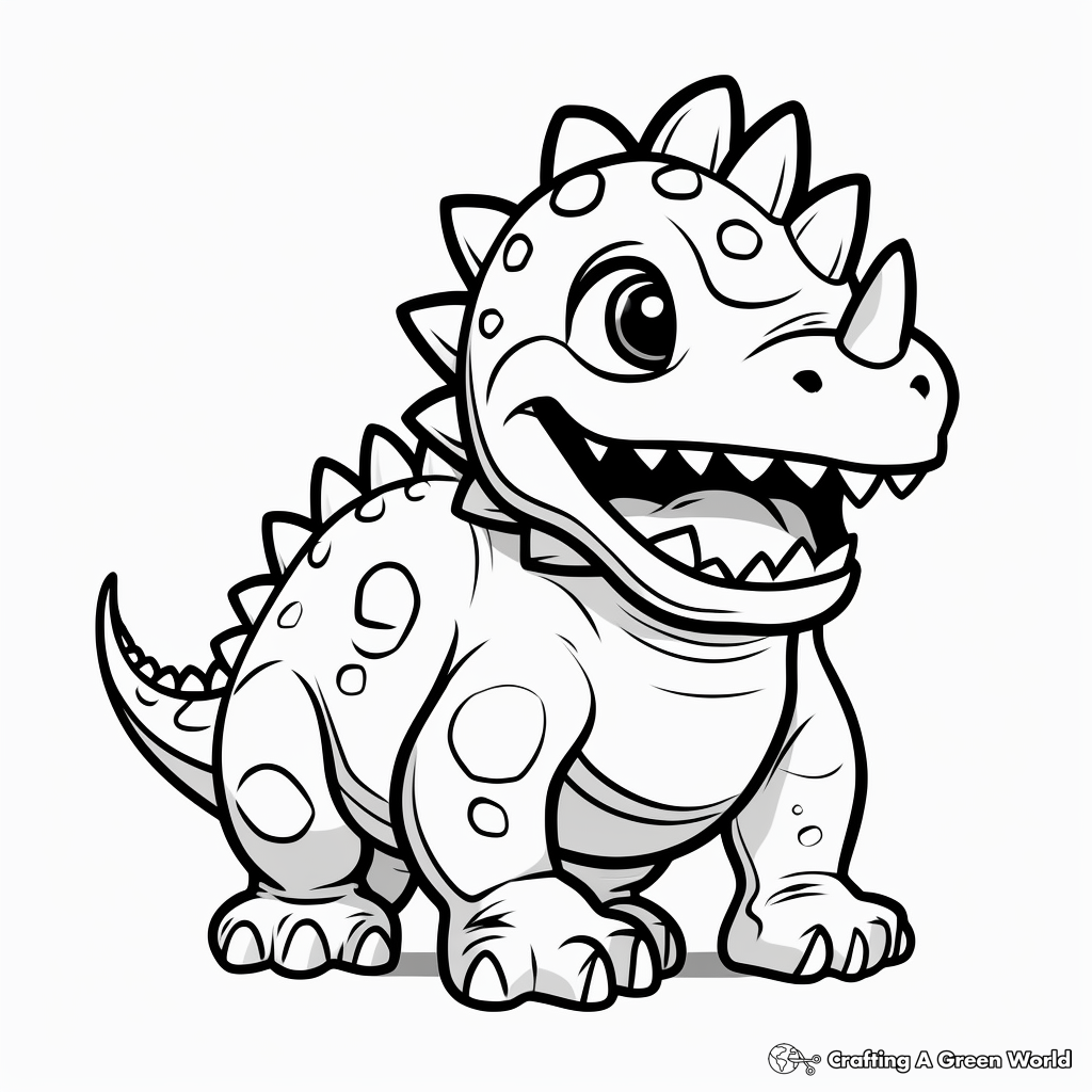 Fun Carnotaurus Cartoon Coloring Pages 1