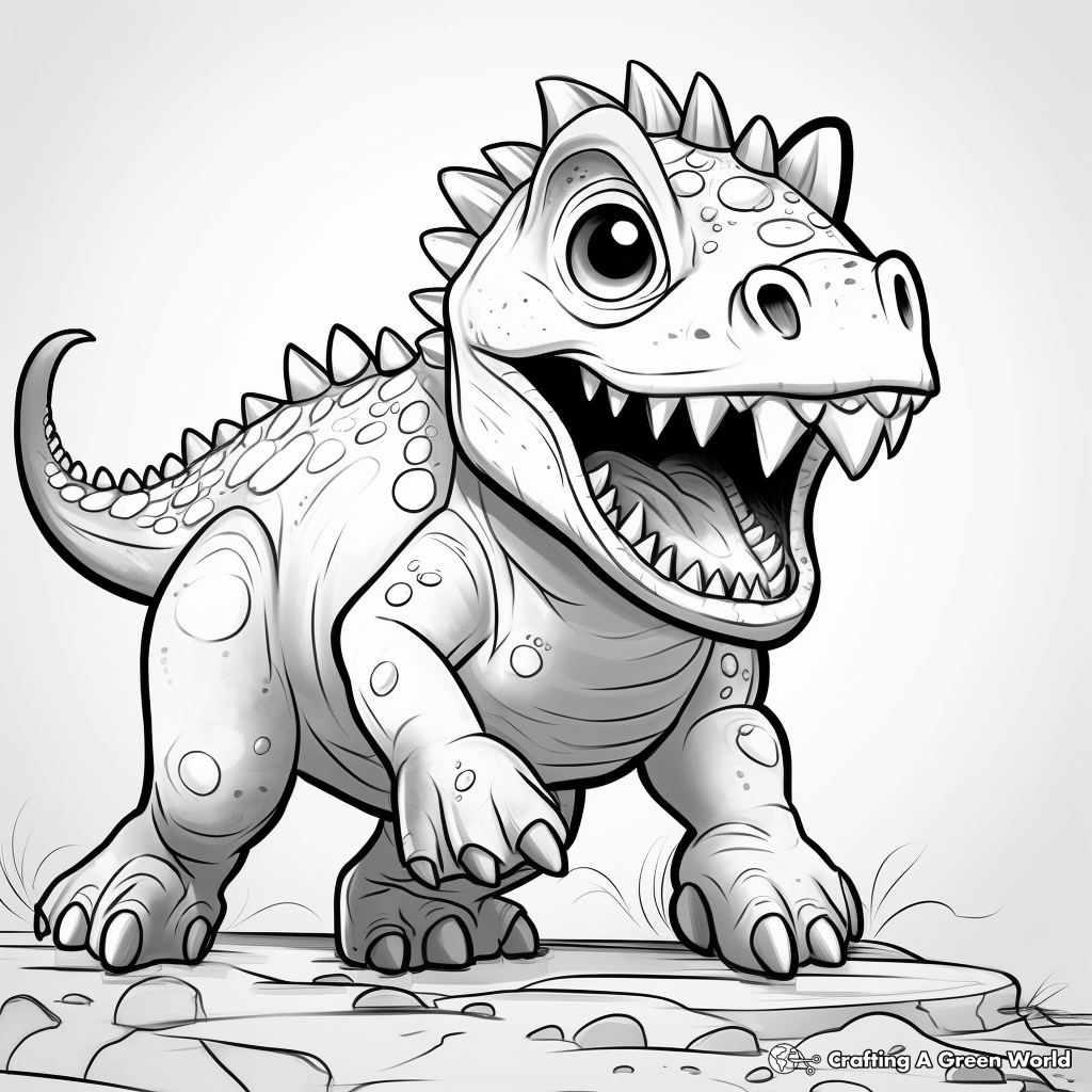Fun Carnotaurus Cartoon Coloring Pages 3