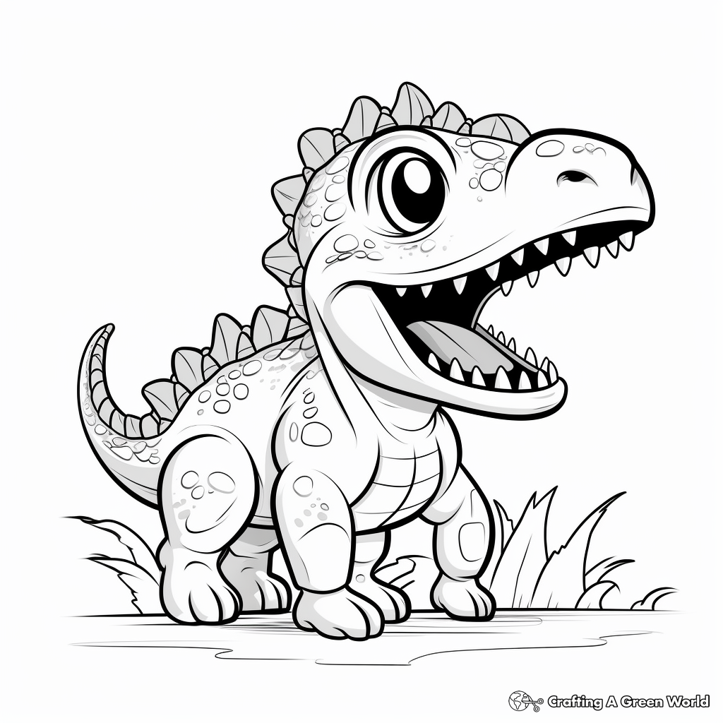 Fun Cartoon Allosaurus Coloring Pages for Toddlers 2