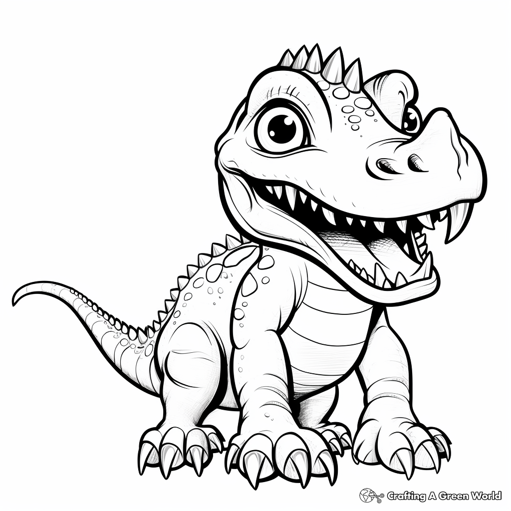 Fun Cartoon Allosaurus Coloring Pages for Toddlers 4