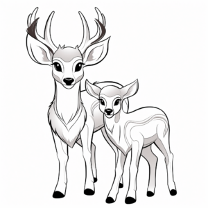 Fun Cartoon Buck and Doe Coloring Pages 4