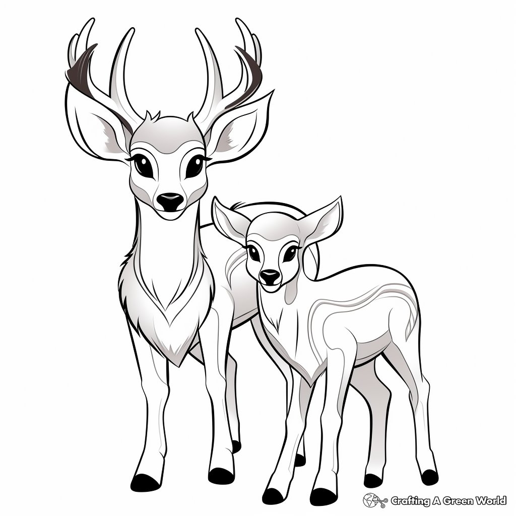 Fun Cartoon Buck and Doe Coloring Pages 4