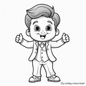 Fun Cartoon Character in Suit Coloring Pages 1