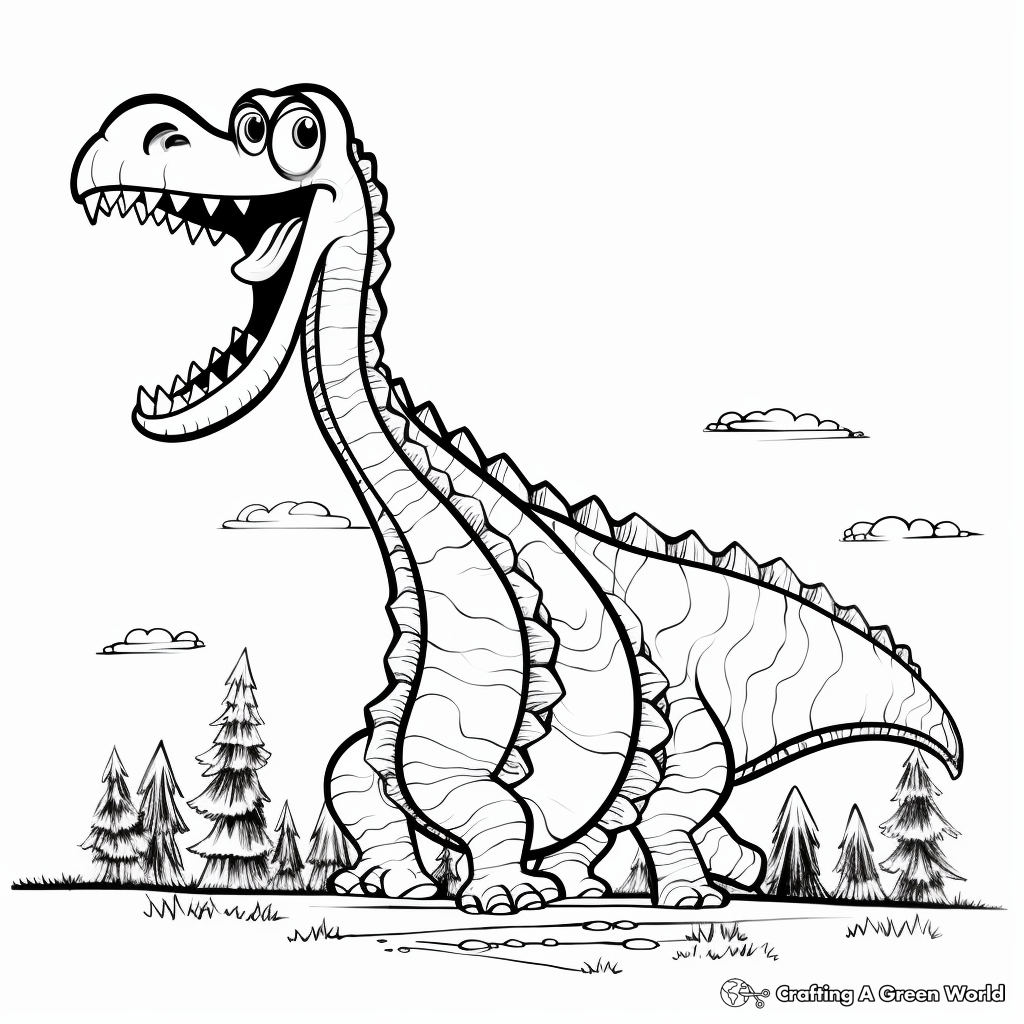 Fun Cartoon Diplodocus Coloring Pages 1