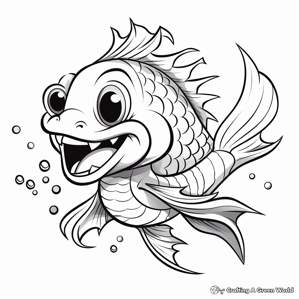 Fun Cartoon Dragon Fish Coloring Pages 1
