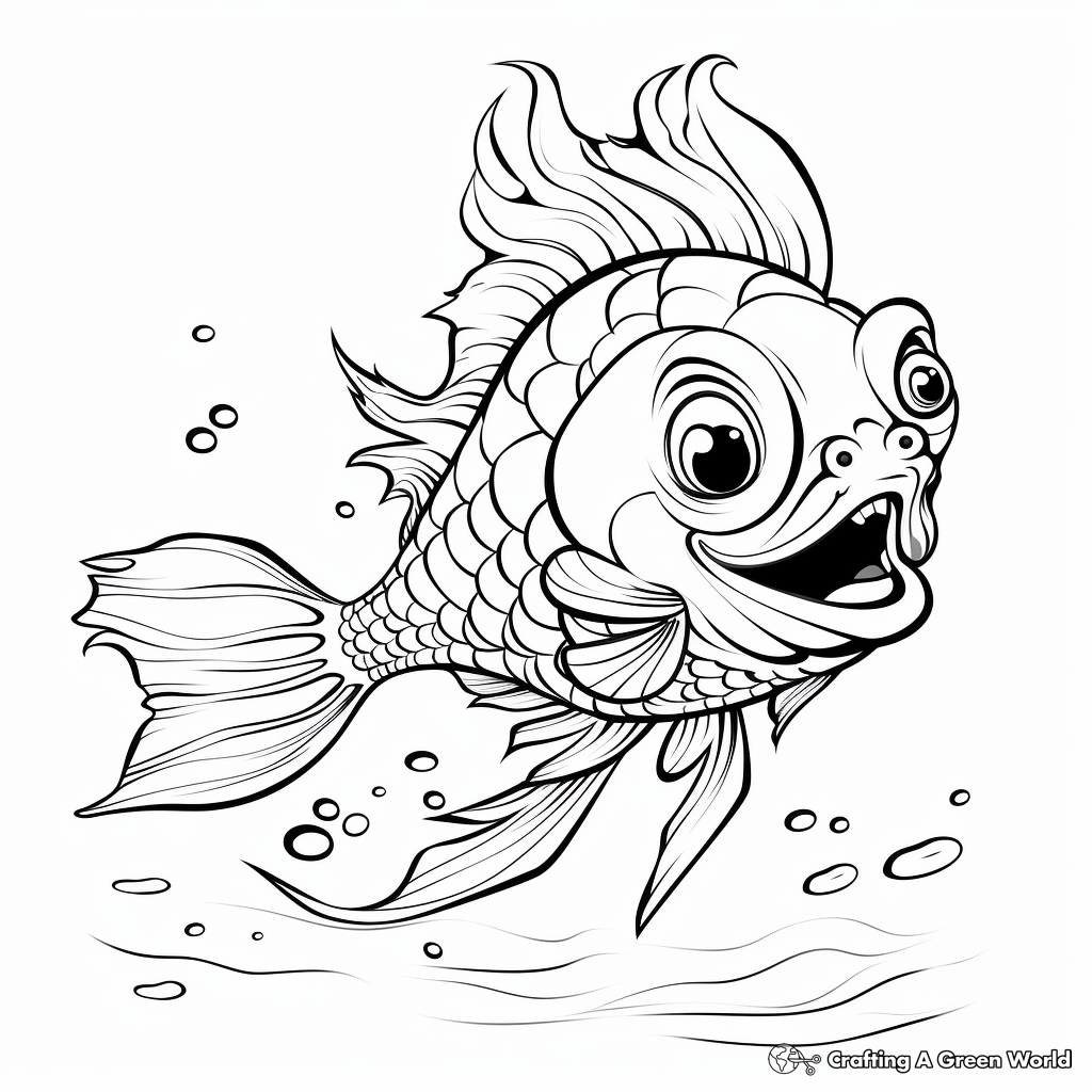 Fun Cartoon Dragon Fish Coloring Pages 3