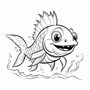 Fun Cartoon Dragon Fish Coloring Pages 4