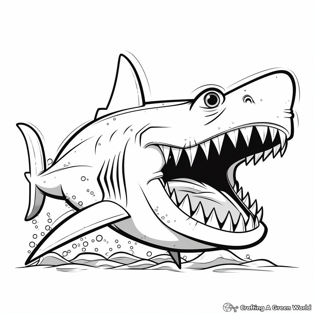 Fun Cartoon Megalodon Coloring Pages 1