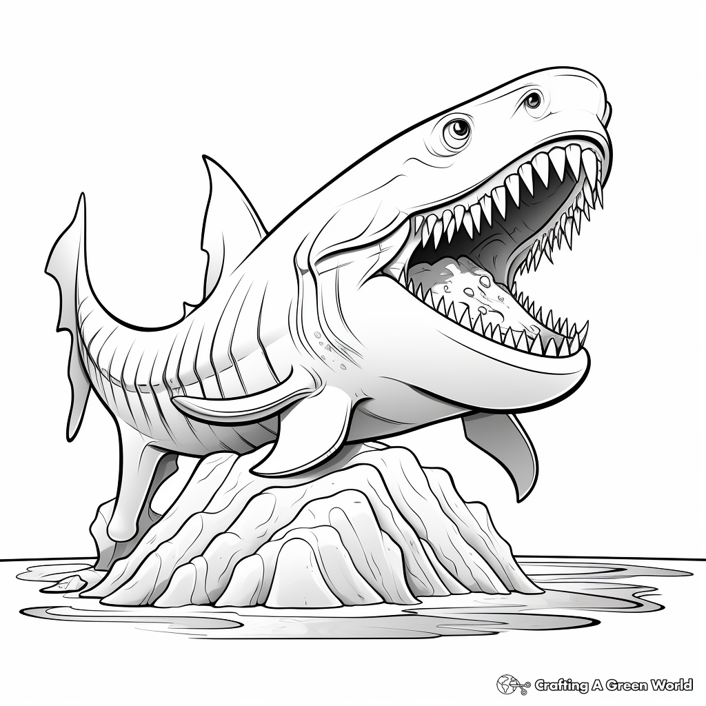 Fun Cartoon Megalodon Coloring Pages 3