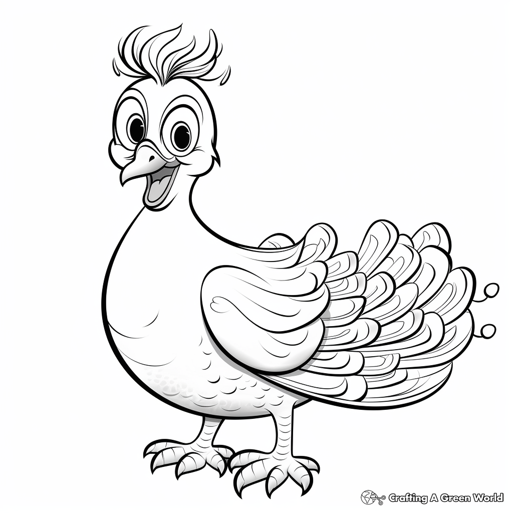 Fun Cartoon Peacock Coloring Pages for Kids 1