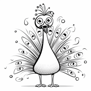 Fun Cartoon Peacock Coloring Pages for Kids 2