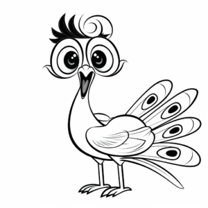 Fun Cartoon Peacock Coloring Pages for Kids 3