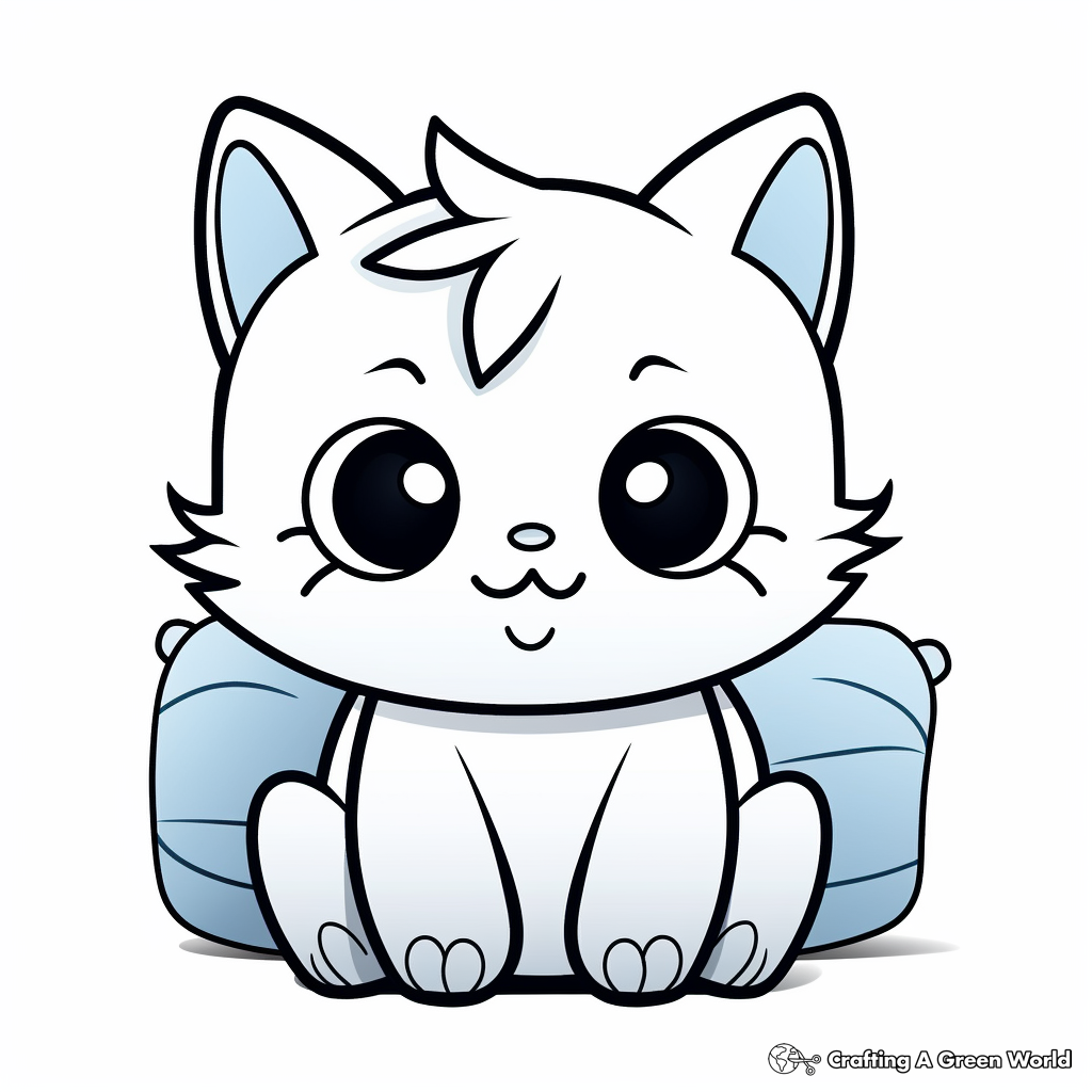 Fun Cartoon Pillow Cat Coloring Pages 4