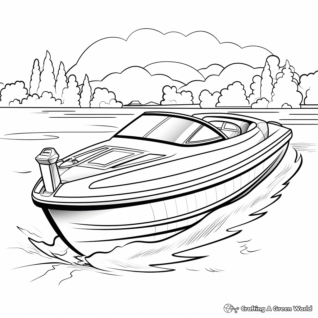 Fun Cartoon Speedboat Coloring Pages 1