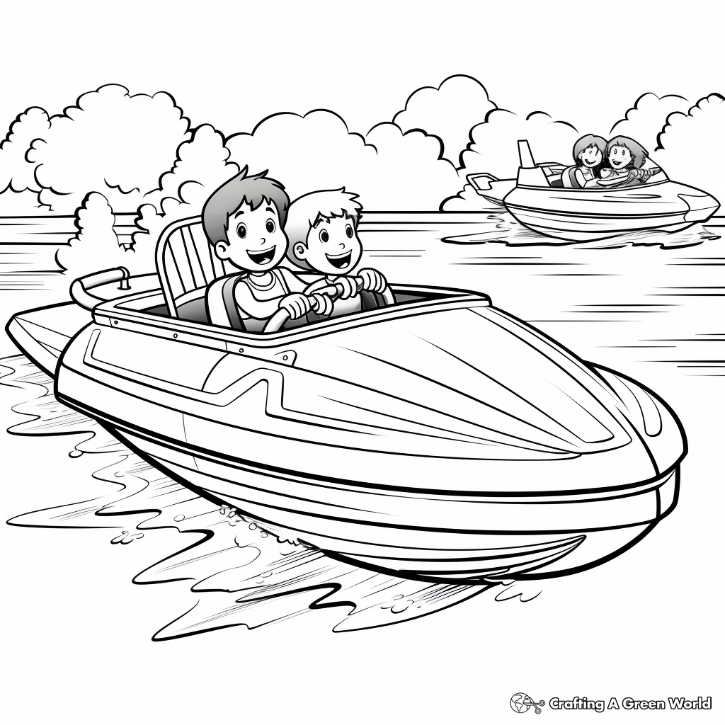 Fun Cartoon Speedboat Coloring Pages 3