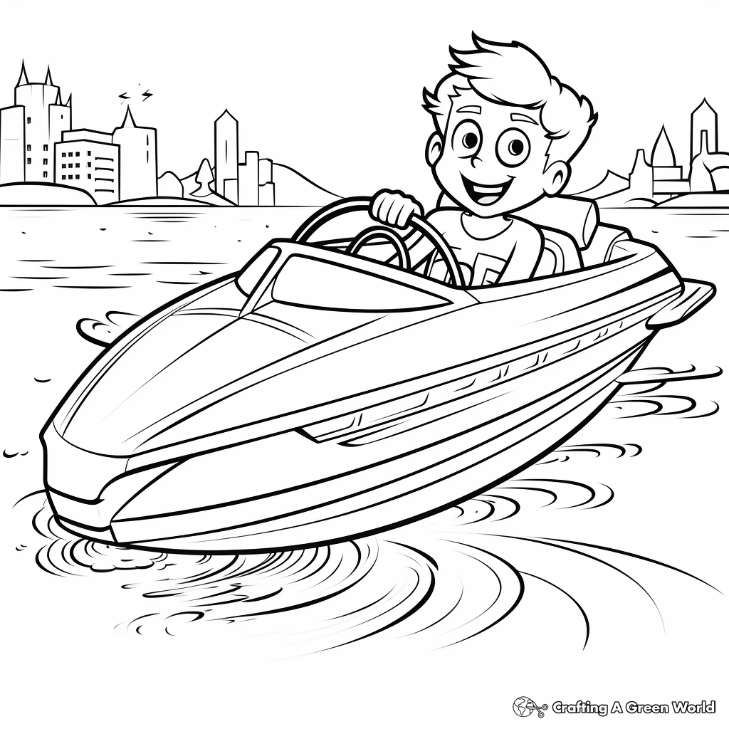 Fun Cartoon Speedboat Coloring Pages 4