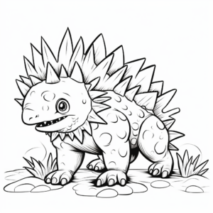Fun Cartoon Stegosaurus Coloring Sheets for Kids 2