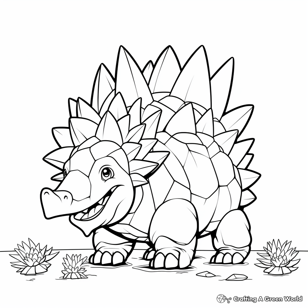Fun Cartoon Stegosaurus Coloring Sheets for Kids 3