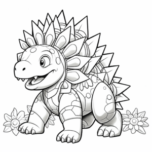 Fun Cartoon Stegosaurus Coloring Sheets for Kids 4