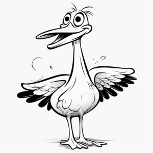 Fun Cartoon Stork Coloring Pages 1
