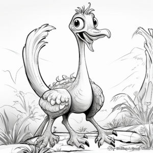 Fun Cartoon Therizinosaurus Coloring Pages for Kids 3