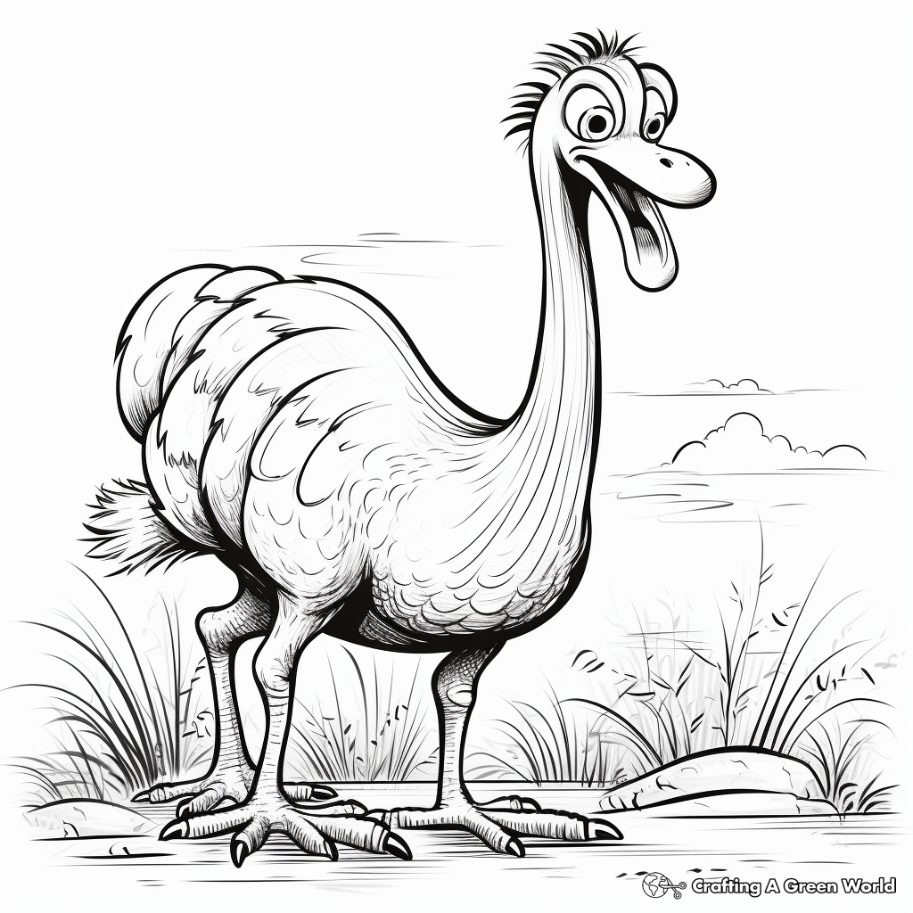 Fun Cartoon Therizinosaurus Coloring Pages for Kids 4