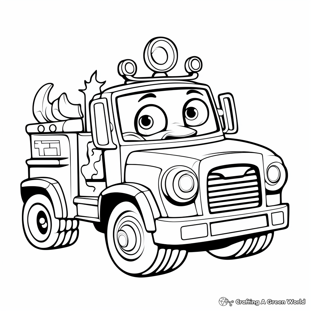 Fun Cartoons Fire Truck Coloring Pages 3