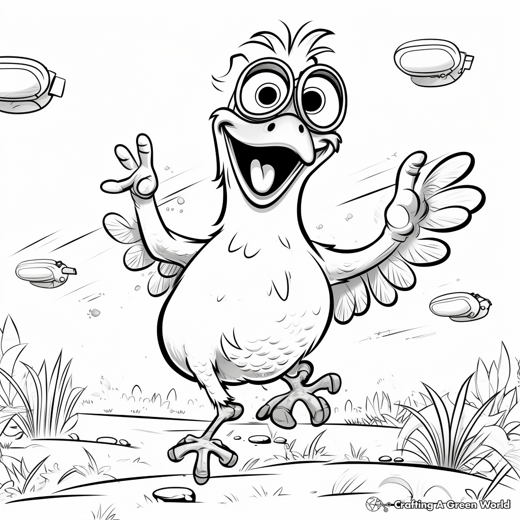 Fun Chicken-In-Action Coloring Pages 1