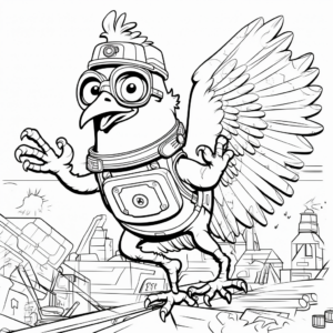 Fun Chicken-In-Action Coloring Pages 3