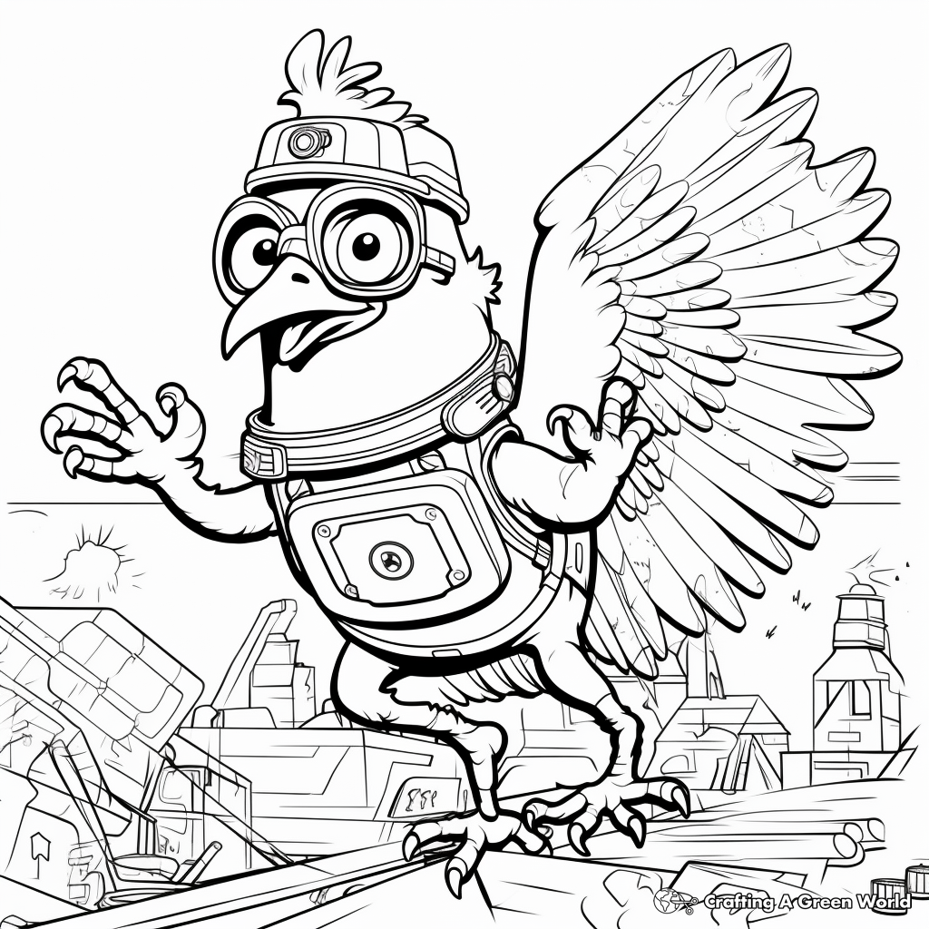 Fun Chicken-In-Action Coloring Pages 3
