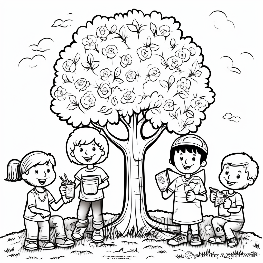 Fun Children's Arbor Day Celebration Coloring Pages 1