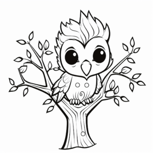 Fun Cockatiel in a Tree Coloring Pages 4